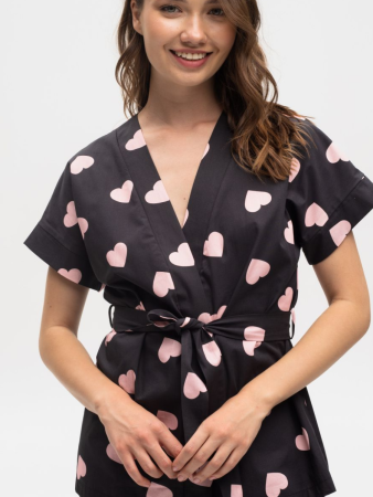 9358 Куртка пижамная женская (Черный наб., 170-104-112)