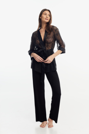 9410 Куртка пижамная женская (Черный, 112-118о-170/176)
