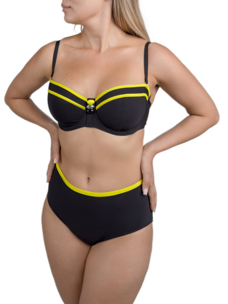 470338 Бюстгальтер купальный (Черный с лимоном, 70D)